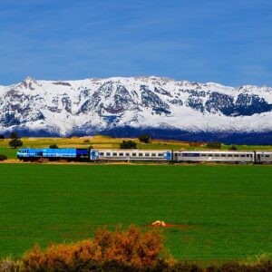 Train SNTF sur une ligne ferroviaire en Algérie